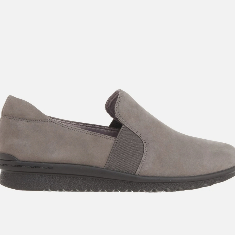 Aravon NEW Leather Suede Nubuck Josie Loafers Gray Comfort Slip-On Shoes 8.5 B